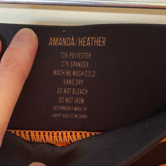 GRRRL Amanda Heather Leggings Orange Black Flex Strong Workout Pants Pocket NWT - Picture 4 of 6